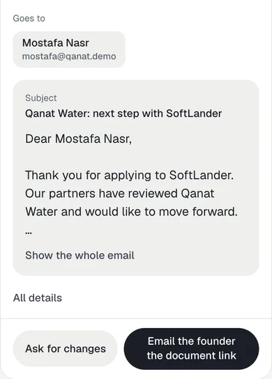 The same approval on a phone, with the email and the buttons to decide it.